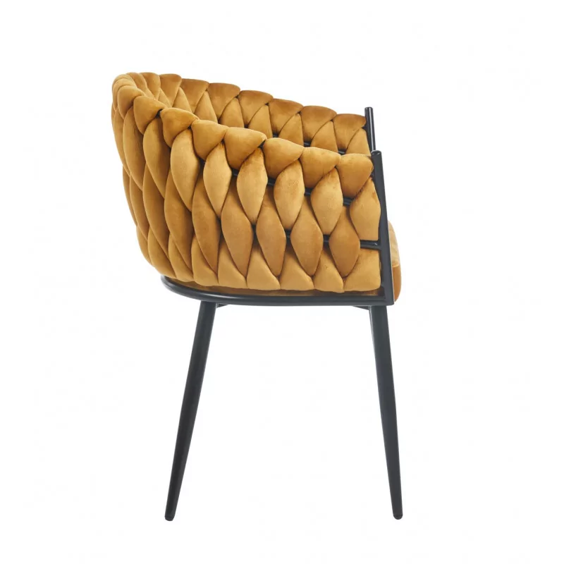 Chaise Maeva velours curry – Élégance solaire Golddeco