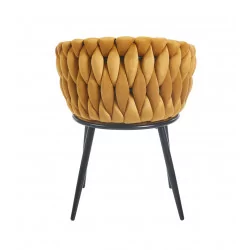 Chaise Maeva velours curry – Élégance solaire Golddeco