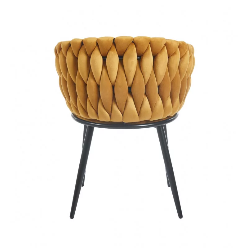 Chaise Maeva velours curry – Élégance solaire Golddeco