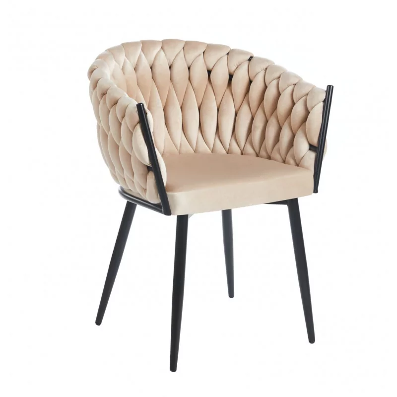Chaise Maeva velours beige – Élégance naturelle Golddeco