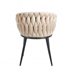 Chaise Maeva velours beige – Élégance naturelle Golddeco