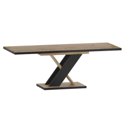 Table Xenia – Chêne Wotan & Noir Design Croisé