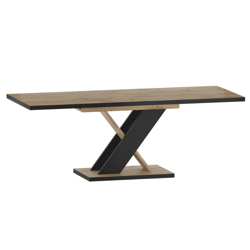 Table Xenia – Chêne Wotan & Noir Design Croisé