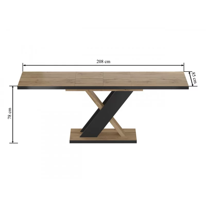 Table Xenia – Chêne Wotan & Noir Design Croisé