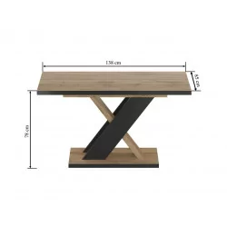 Table Xenia – Chêne Wotan & Noir Design Croisé