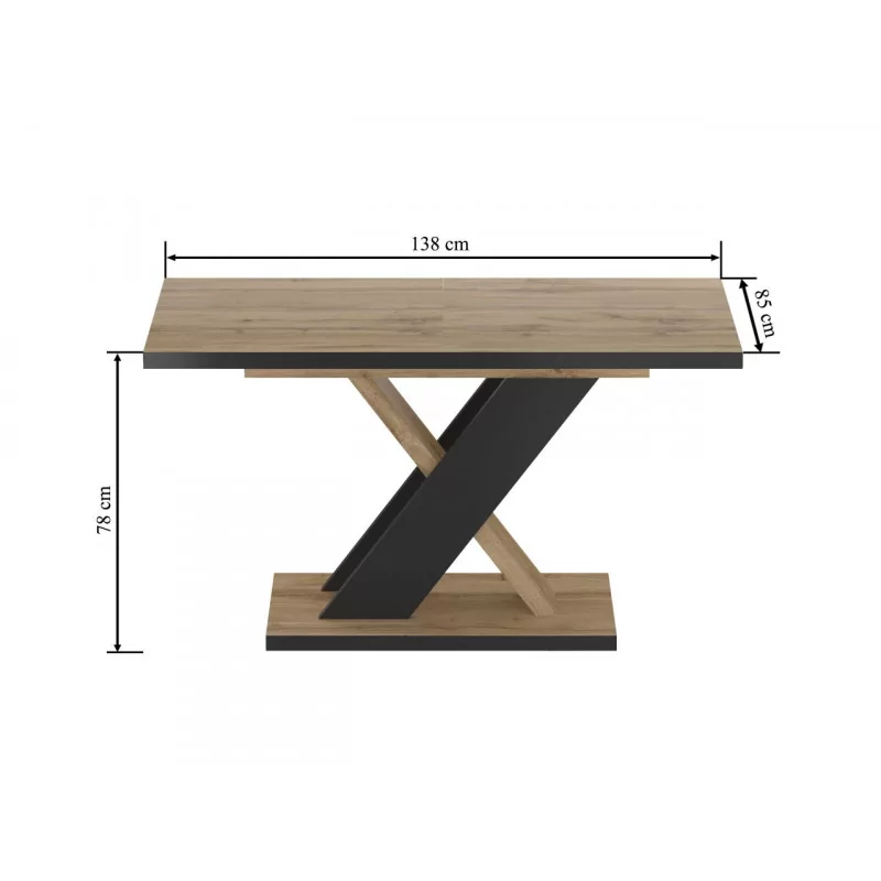 Table Xenia – Chêne Wotan & Noir Design Croisé