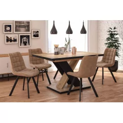 Table Xenia – Chêne Wotan & Noir Design Croisé
