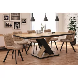 Table Xenia – Chêne Wotan & Noir Design Croisé