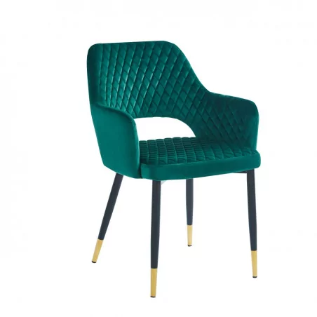 Chaise Madrid velours vert émeraude – Élégance moderne Golddeco