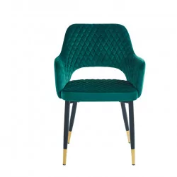 Chaise Madrid velours vert émeraude – Élégance moderne Golddeco