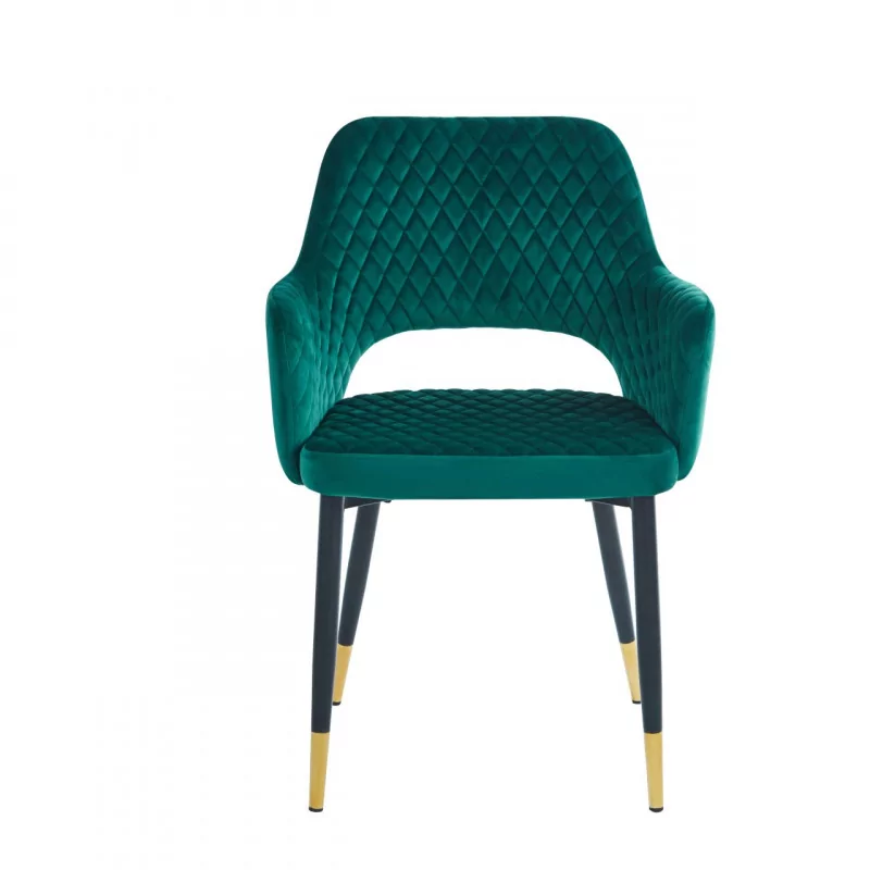 Chaise Madrid velours vert émeraude – Élégance moderne Golddeco