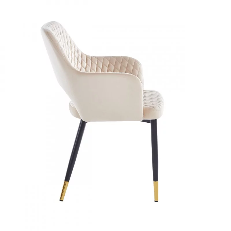 Chaise Madrid velours beige – Élégance lumineuse Golddeco
