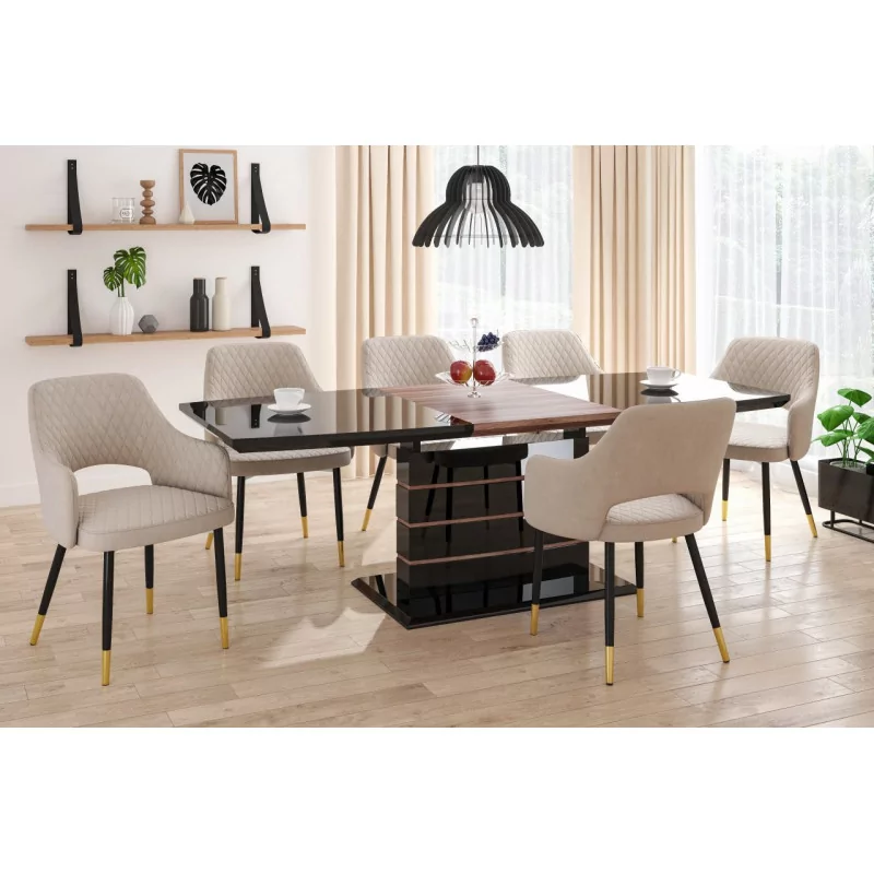 Chaise Madrid velours beige – Élégance lumineuse Golddeco