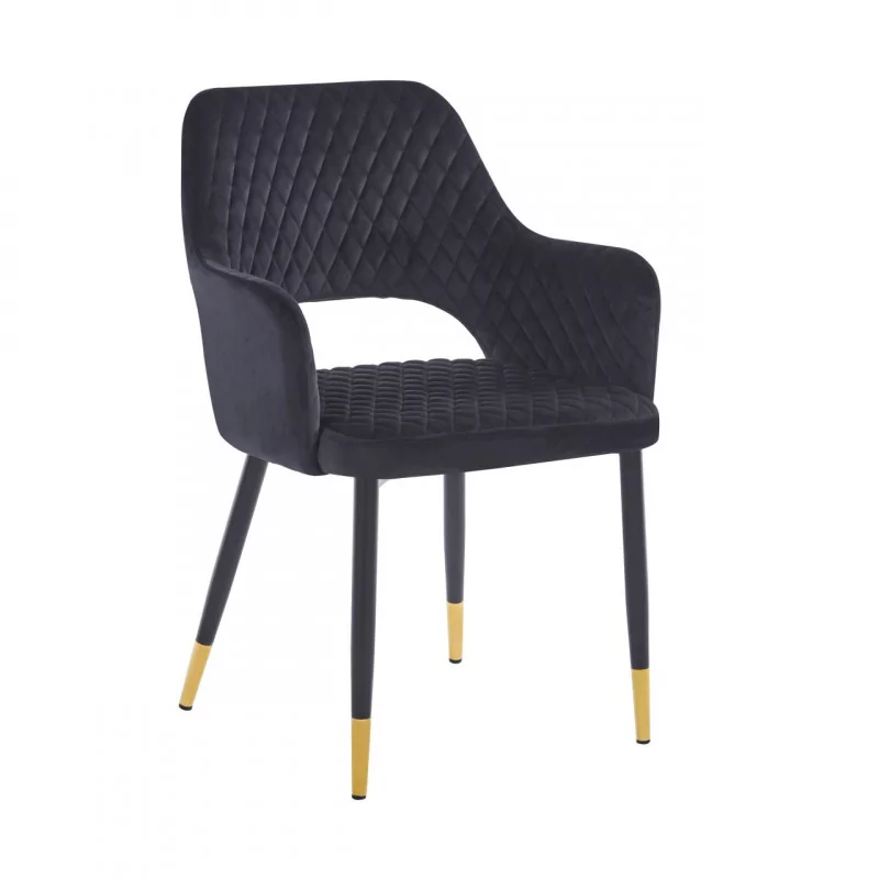 Chaise Madrid velours noir – Raffinement contemporain Golddeco