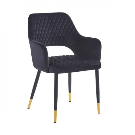 Chaise Madrid velours noir – Raffinement contemporain Golddeco