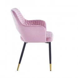 Chaise Madrid velours rose poudré – Élégance féminine Golddeco
