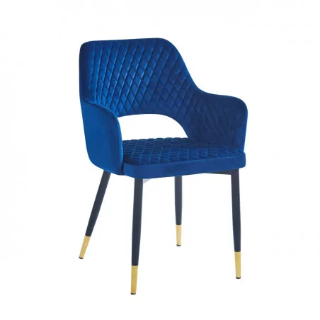 Chaise Madrid velours bleu royal – Élégance Art Déco Golddeco