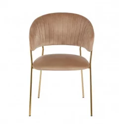 Chaise Alice velours cappuccino – Élégance dorée Golddeco