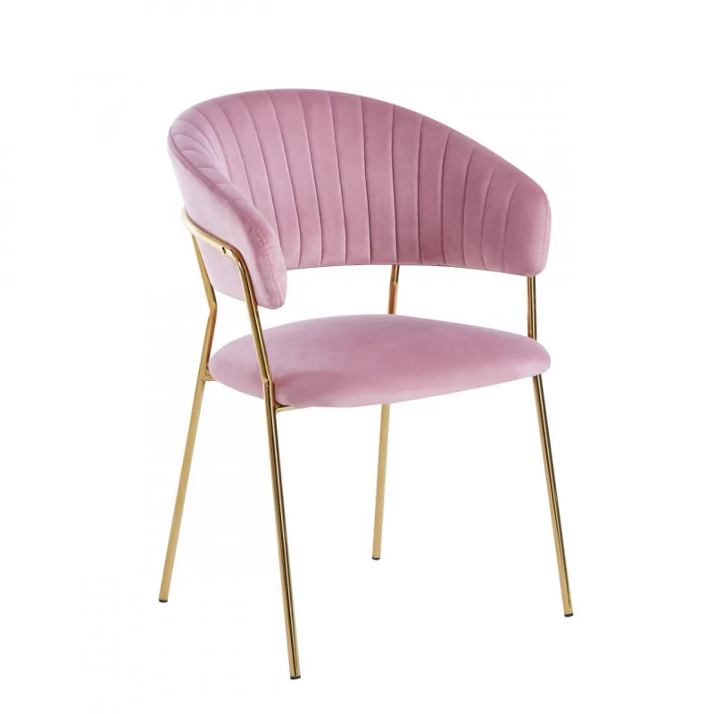 Chaise Alice velours rose poudré – Élégance chic Golddeco