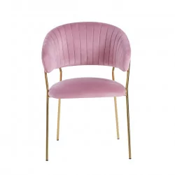 Chaise Alice velours rose poudré – Élégance chic Golddeco