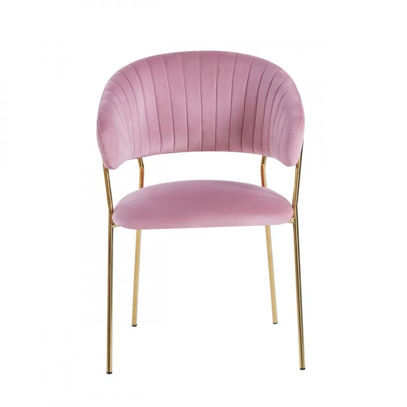 Chaise Alice velours rose poudré – Élégance chic Golddeco