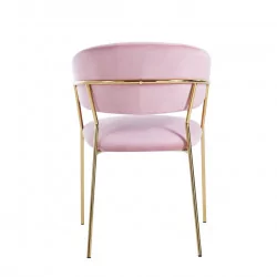 Chaise Alice velours rose poudré – Élégance chic Golddeco