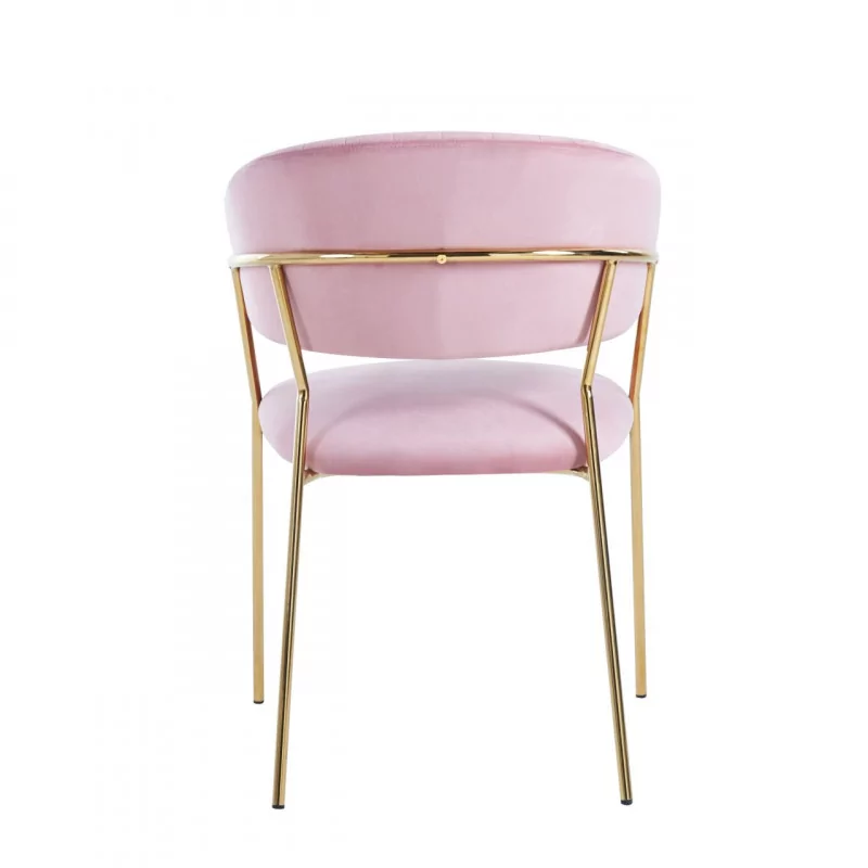 Chaise Alice velours rose poudré – Élégance chic Golddeco