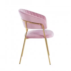 Chaise Alice velours rose poudré – Élégance chic Golddeco