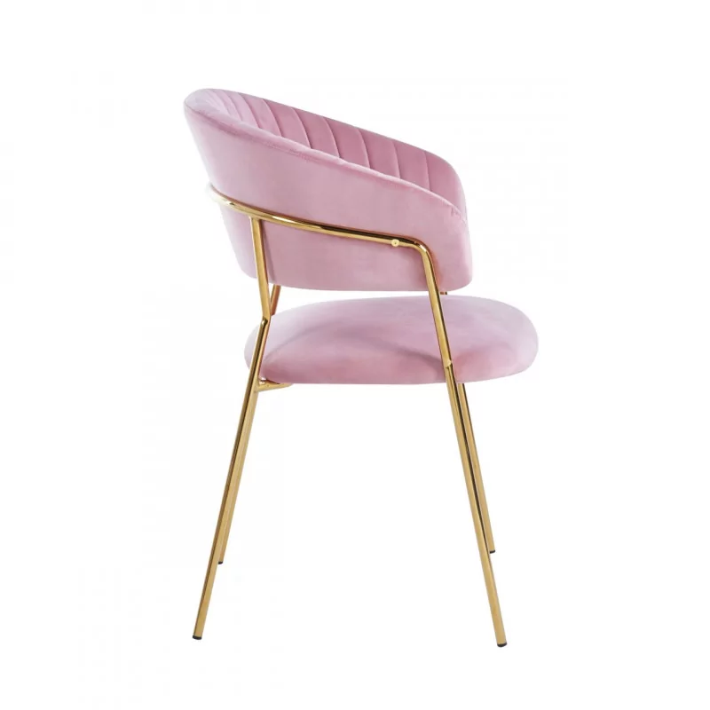 Chaise Alice velours rose poudré – Élégance chic Golddeco