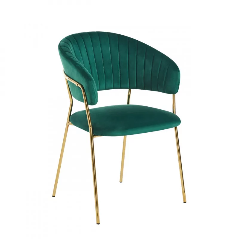 Chaise Alice velours vert émeraude – Luxe moderne Golddeco