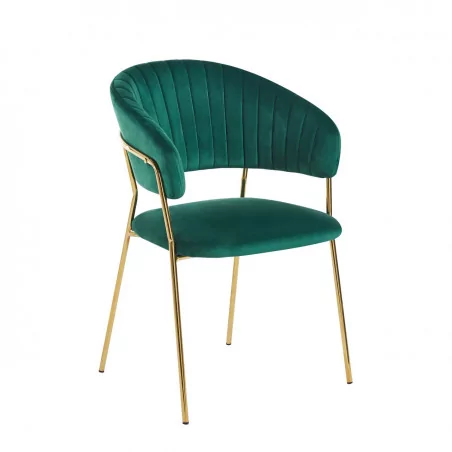 Chaise Alice velours vert émeraude – Luxe moderne Golddeco