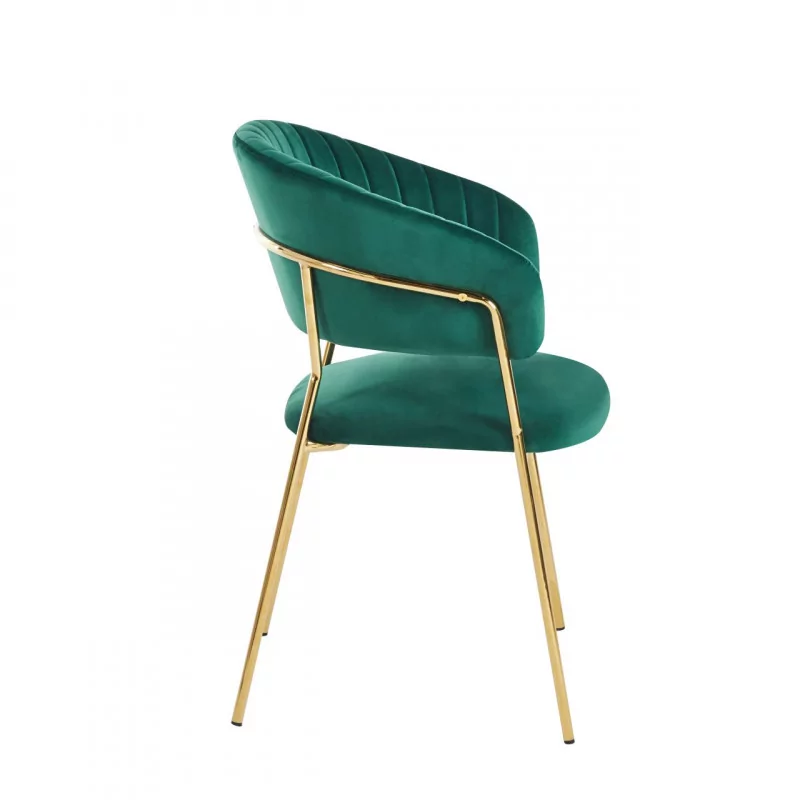 Chaise Alice velours vert émeraude – Luxe moderne Golddeco