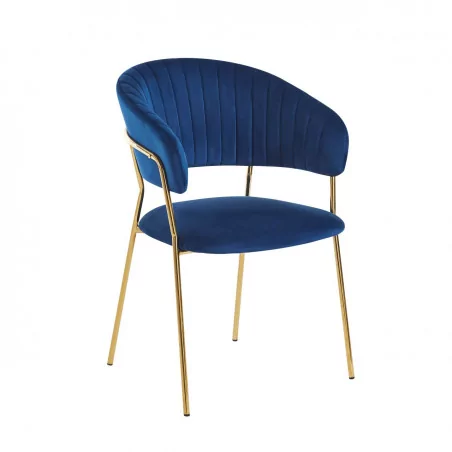 Chaise Alice velours bleu royal – Élégance dorée Golddeco