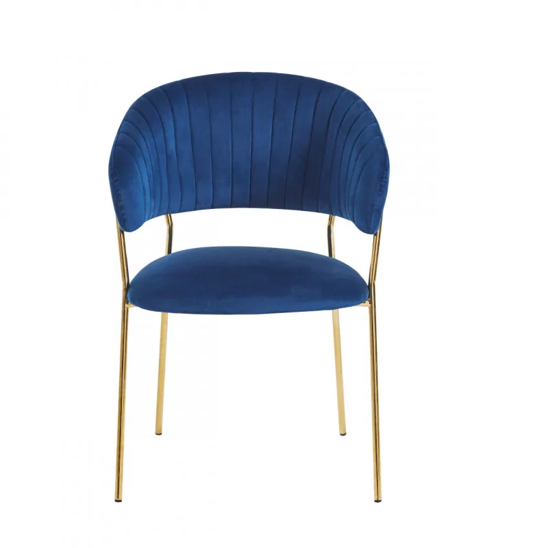 Chaise Alice velours bleu royal – Élégance dorée Golddeco