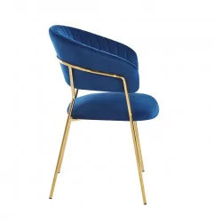 Chaise Alice velours bleu royal – Élégance dorée Golddeco
