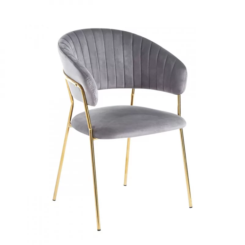 Chaise Alice velours gris perle – Élégance moderne Golddeco