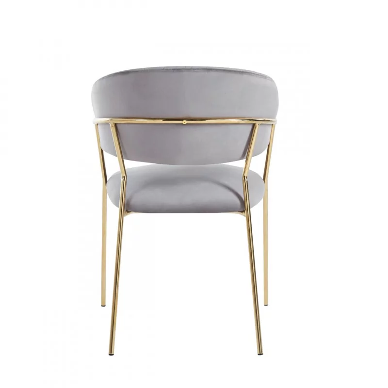 Chaise Alice velours gris perle – Élégance moderne Golddeco