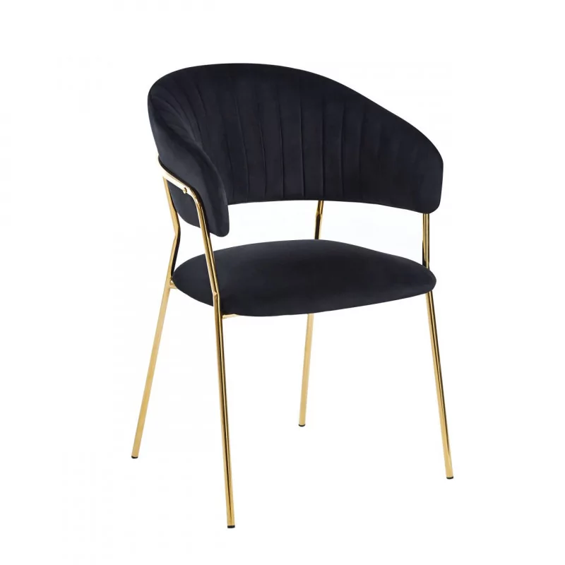 Chaise Alice velours noir – Luxe intemporel Golddeco