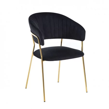 Chaise Alice velours noir – Luxe intemporel Golddeco