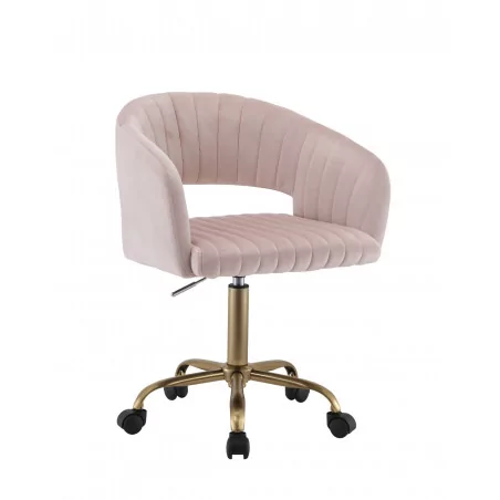 Fauteuil de bureau GlamVelours – Rose & Or | Élégance & Confort