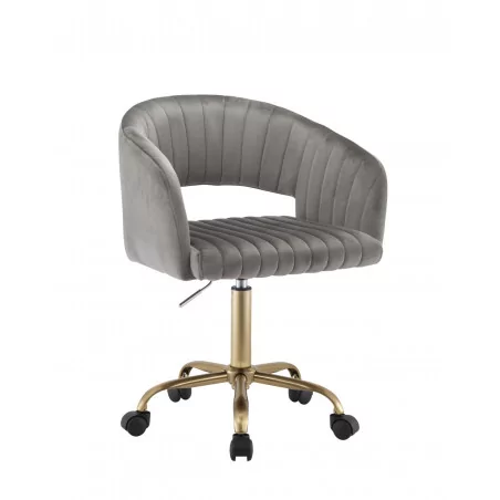 Fauteuil de bureau GlamVelours – Gris & Or | Élégance & Confort