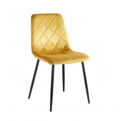 Chaise Mick velours jaune moutarde – Tendance & éclat Golddeco