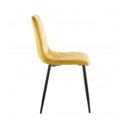 Chaise Mick velours jaune moutarde – Tendance & éclat Golddeco