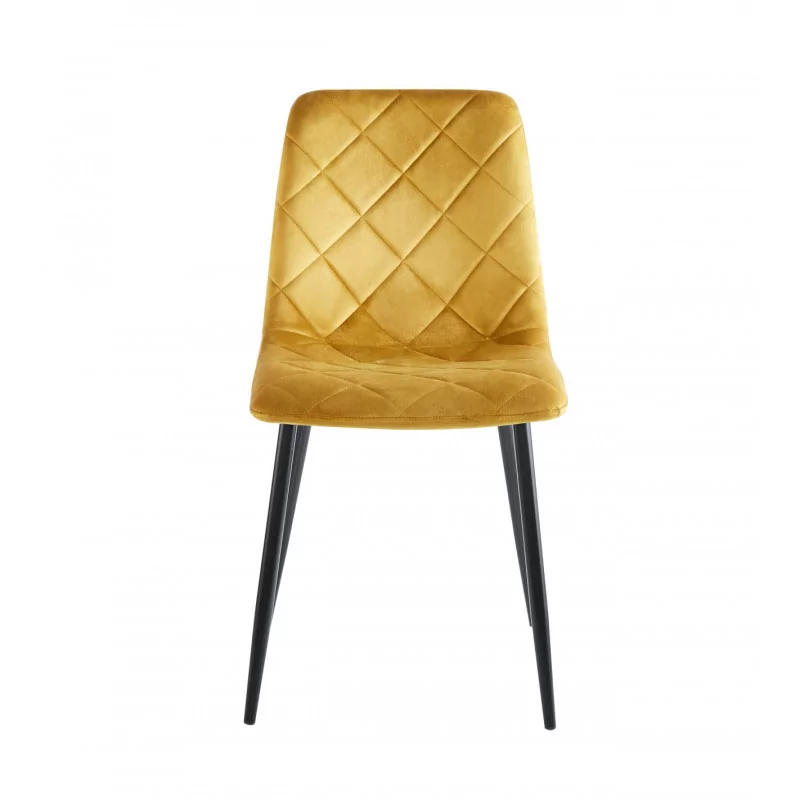 Chaise Mick velours jaune moutarde – Tendance & éclat Golddeco