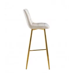 Tabouret de bar Victor en velours beige champagne – Pieds dorés | Golddeco
