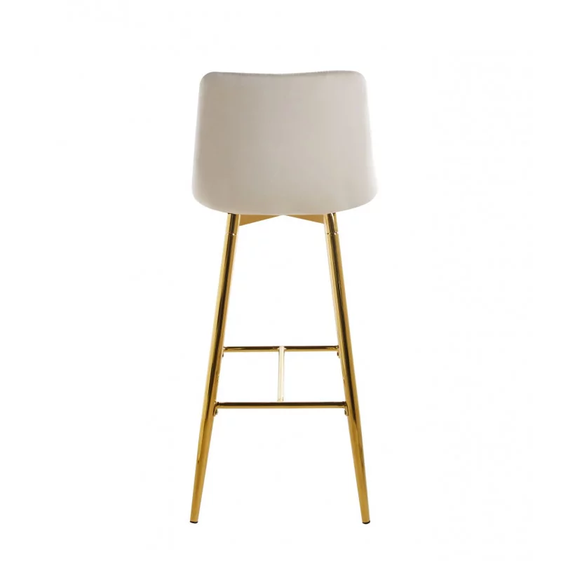 Tabouret de bar Victor en velours beige champagne – Pieds dorés | Golddeco