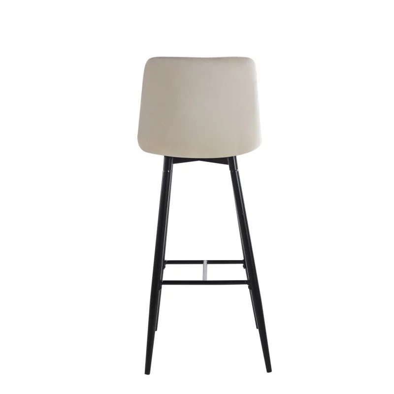 Tabouret de bar Victor en velours beige champagne – Pieds noirs | Golddeco