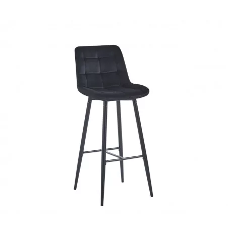 Tabouret de bar Victor en velours noir – Pieds noirs | Golddeco