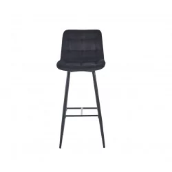 Tabouret de bar Victor en velours noir – Pieds noirs | Golddeco