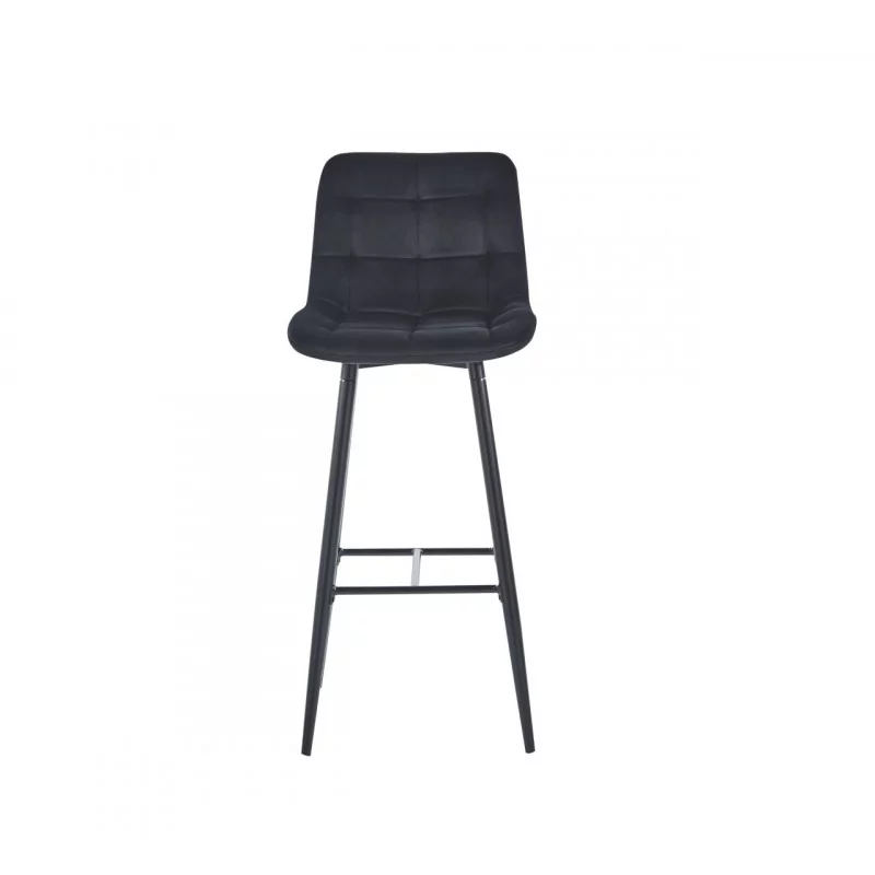 Tabouret de bar Victor en velours noir – Pieds noirs | Golddeco
